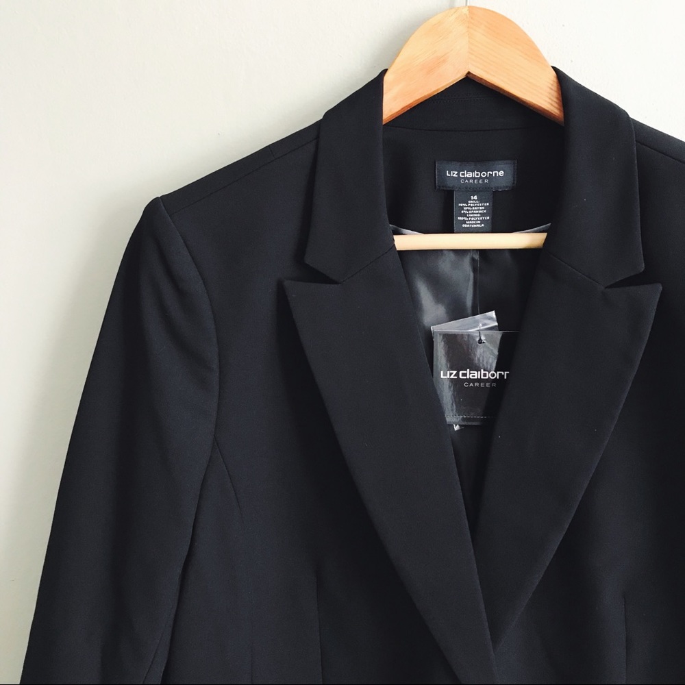 NWT Liz Claiborne Suiting Blazer in Black | Size 14